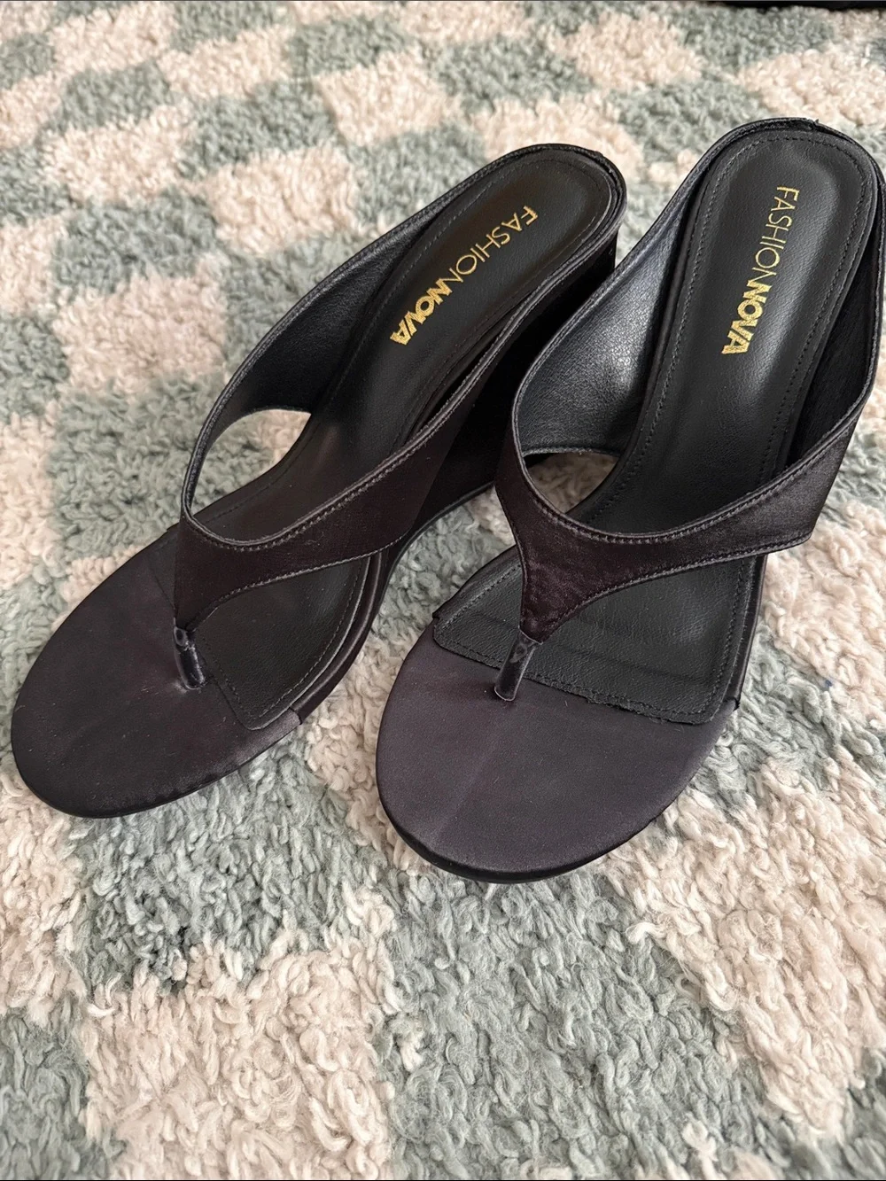 Black Wedge Thong Sandals - Women's Contemporary Heels